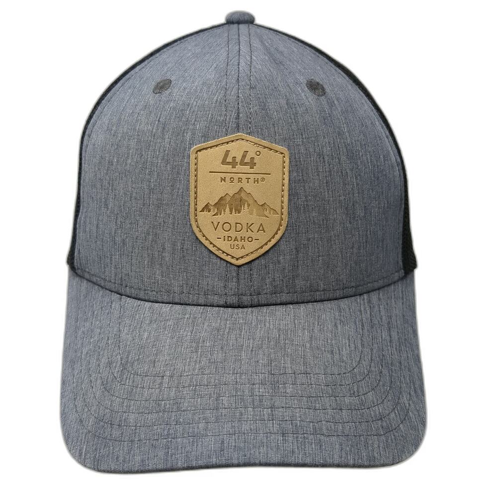 44 North Vodka Idaho Baseball Cap Gray One Size Mesh Strapback Leather Patch Hat
